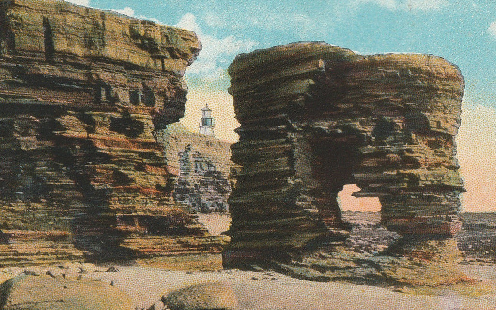 Arched Rock Point Loma San Diego CA Antique Postcard Close Up