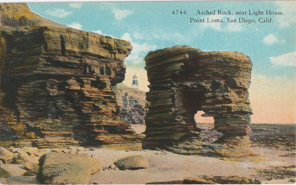 Arched Rock Point Loma San Diego CA Antique Postcard