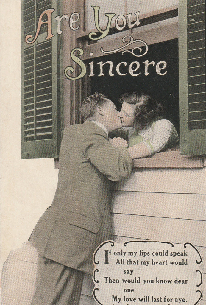 Are You Sincere Antique Romance Postcard Close Up
