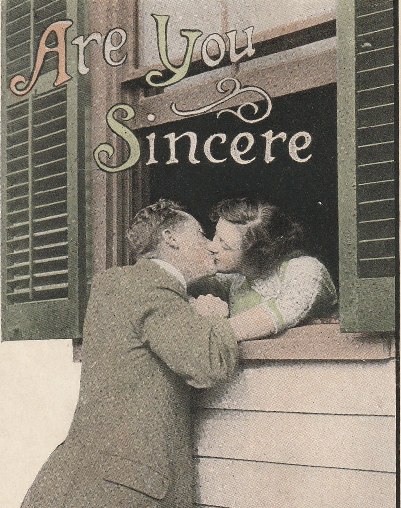 Are You Sincere Antique Romance Postcard Close Up 2