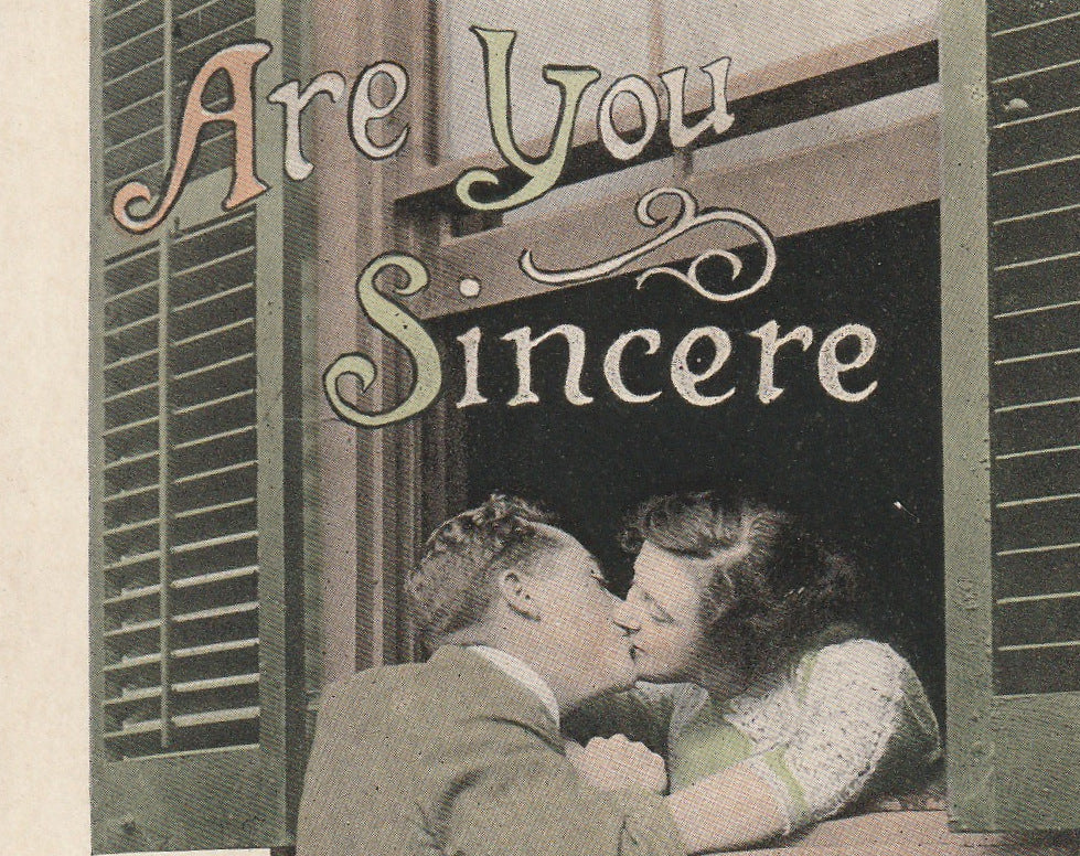 Are You Sincere Antique Romance Postcard Close Up 3