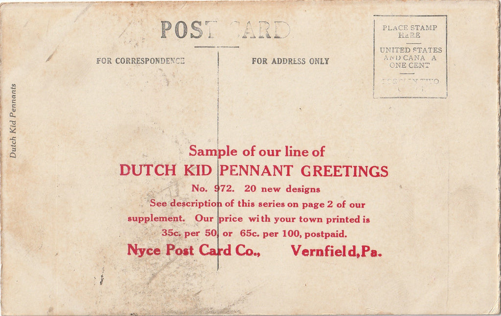 Are You Waiting Till I'm Dead Dutch Kid Pennant Plainfield Postcard Back