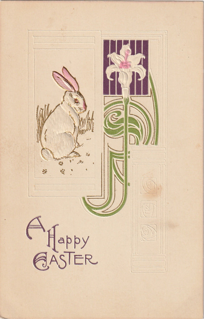Art Nouveau Easter Bunny S Bergman Antique Postcard