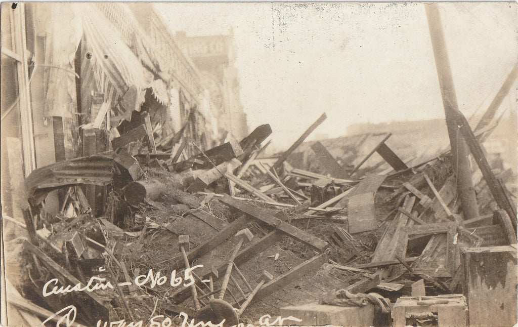 Austin in Ruins - Tornado Aftermath - Disaster RPPC, c. 1920s