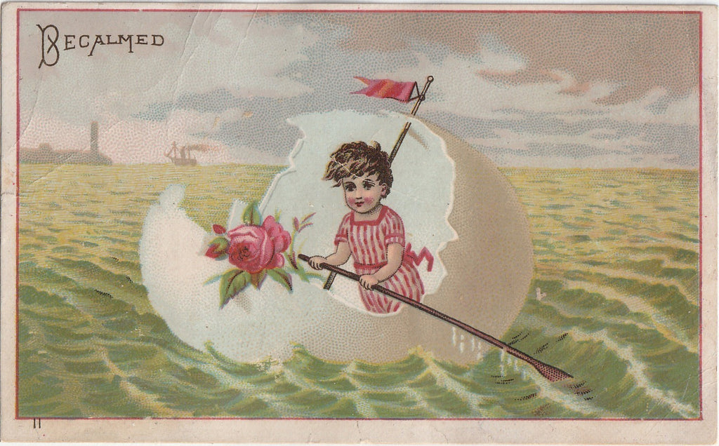 Becalmed - January Greeting 1886 - Great American Tea Co. - Trade Card, c. 1886
