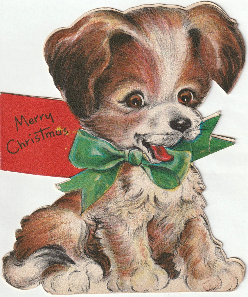 Because You've Been Good All Year - Merry Christmas Puppy - A Hallmark Card, c. 1947
