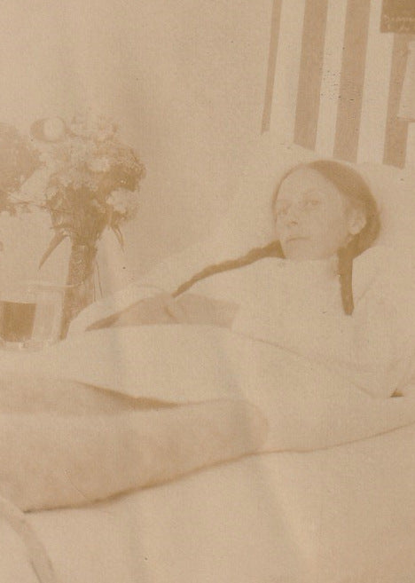 Bedridden Woman 1910s Antique Photo Close Up 2