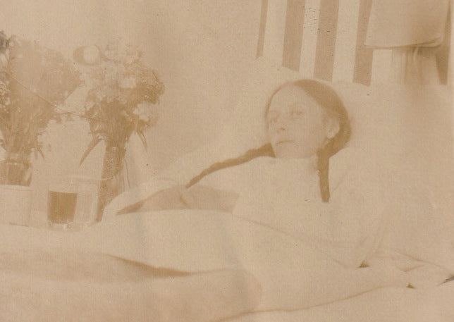 Bedridden Woman 1910s Antique Photo Close Up 3