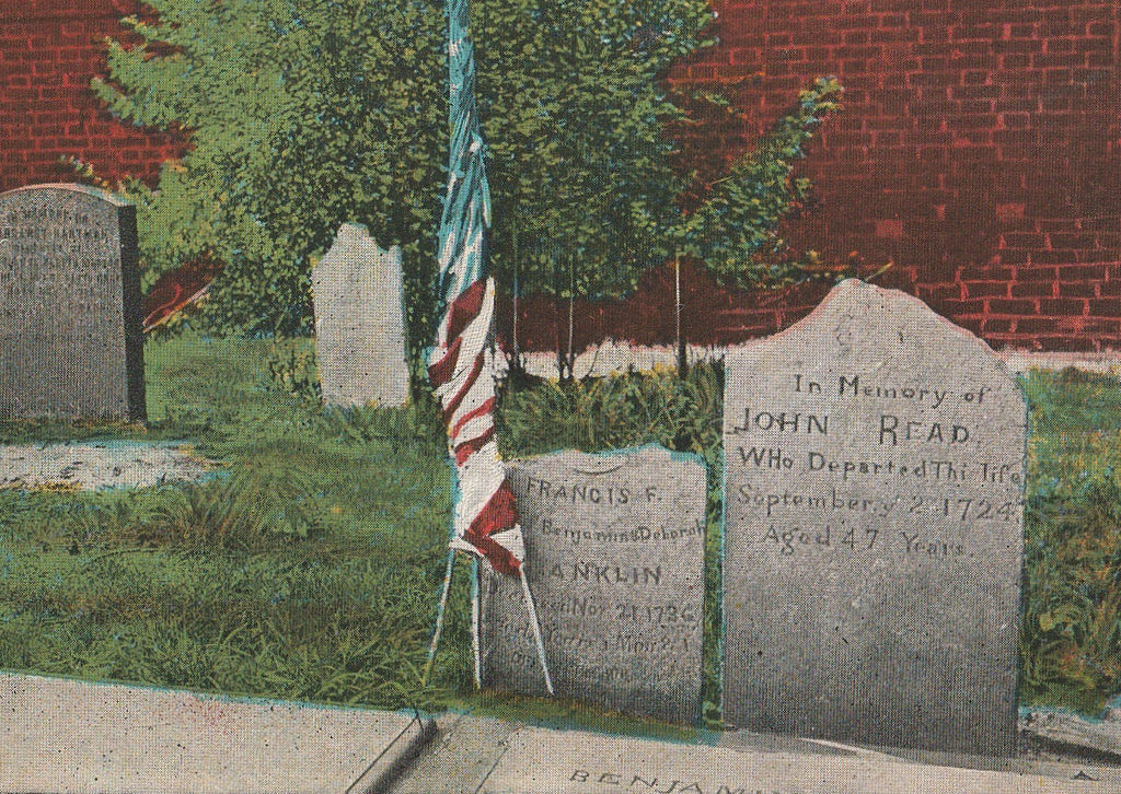 Benjamin Franklin's Grave Postcard Close Up