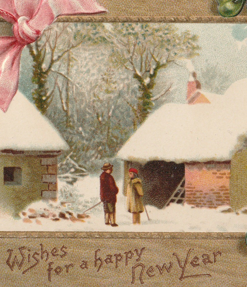 Best Wishes For A Happy New Year Clover Postcard Close Up 2