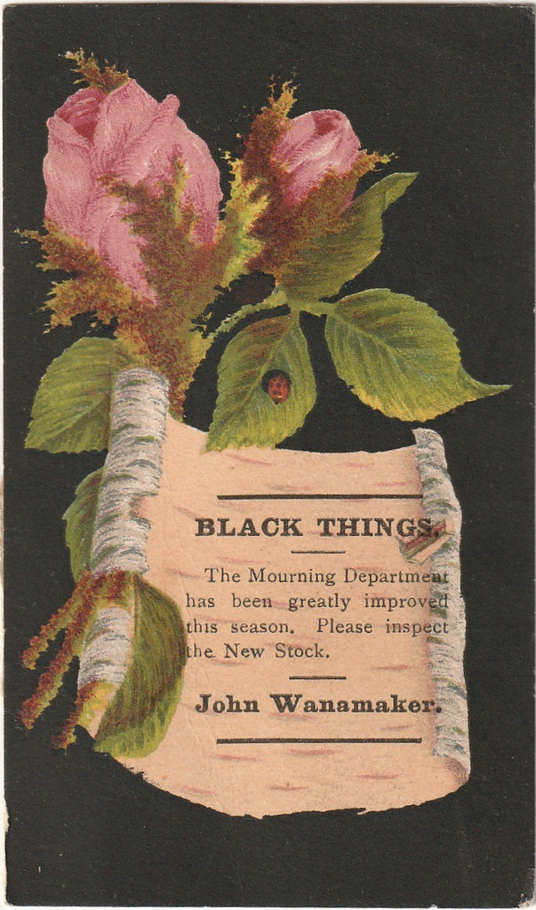 Black Things - Mourning Department - John Wanamaker - SET of 2 - Victorian Trade Cards, c. 1800s 1 of 2