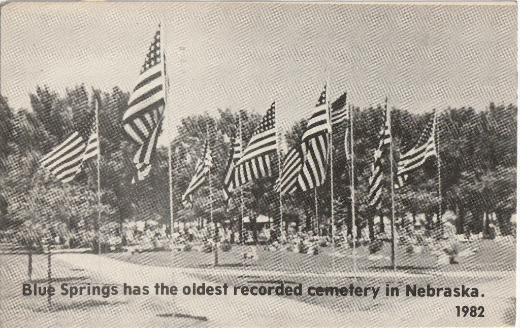 Blue Springs Has the Oldest Cemetery in Nebraska - Postcard, c. 1982