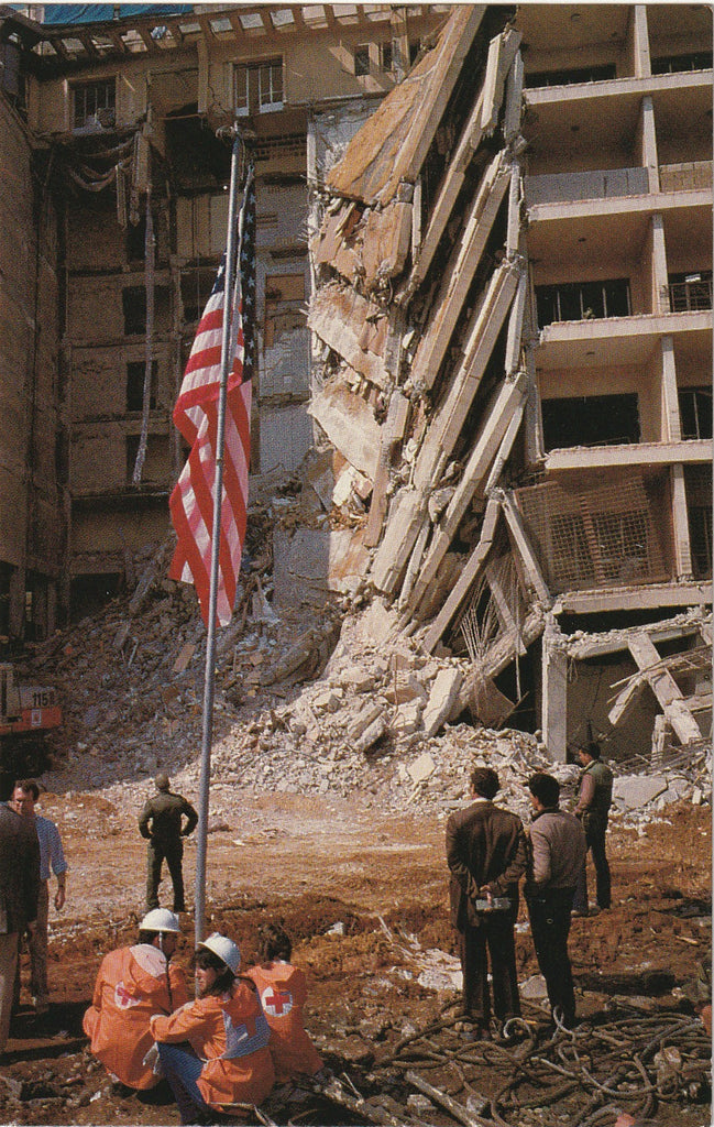 Bombing of U.S. Embassy in Beirut, Lebanon - April 18, 1983 - Chrome Postcard, c. 1983Bombing of U.S. Embassy in Beirut, Lebanon - April 18, 1983 - Chrome Postcard, c. 1983