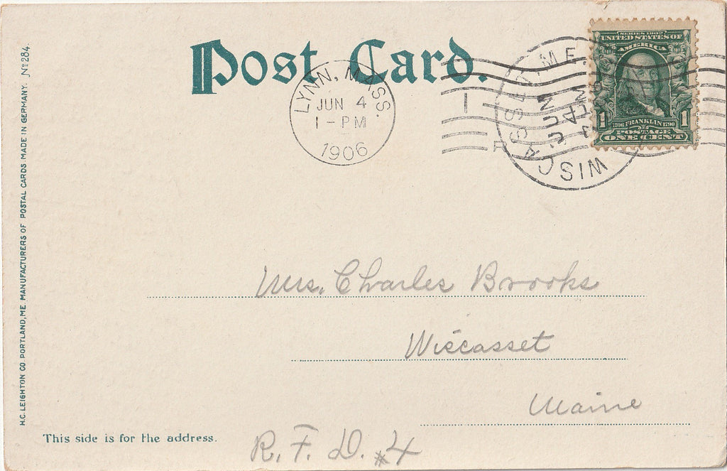 Boston & Maine R. R. Station Lynn MA Postcard, c. 1900s Back
