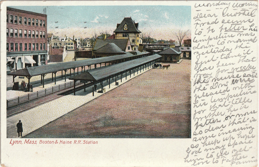 Boston & Maine R. R. Station Lynn MA Postcard, c. 1900s