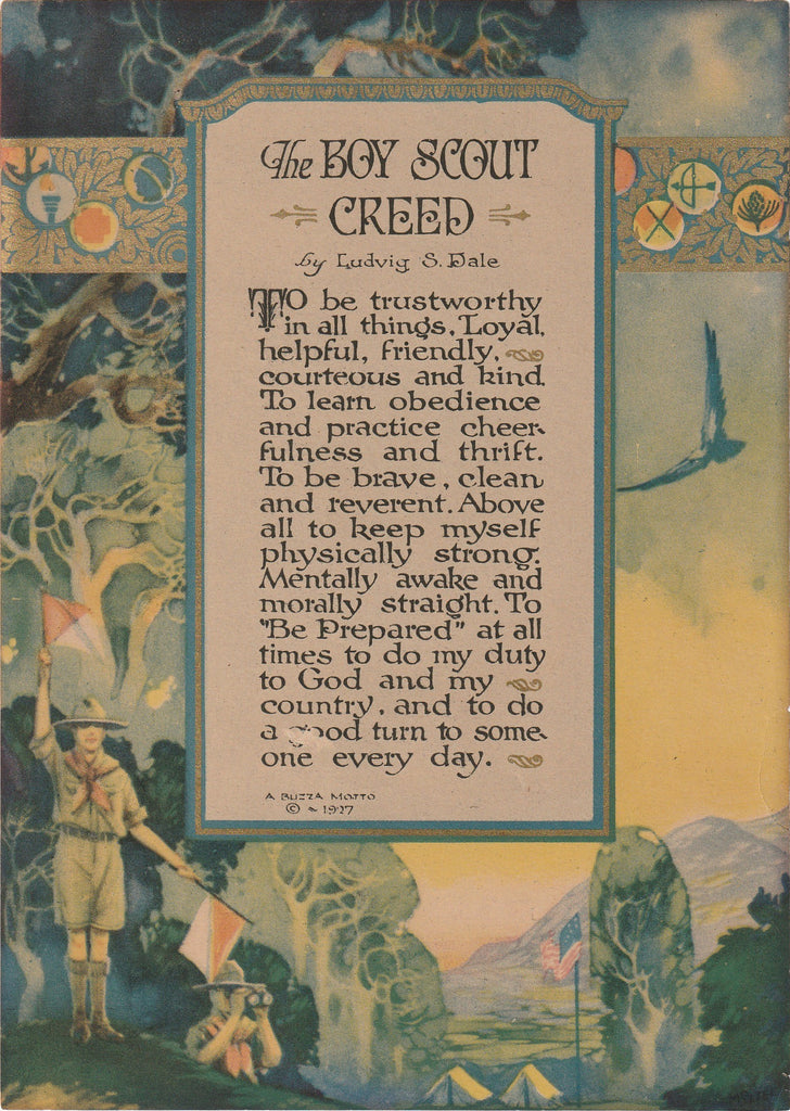 Boy Scout Creed Ludvig S. Dale Print A. Buzza Motto 1927