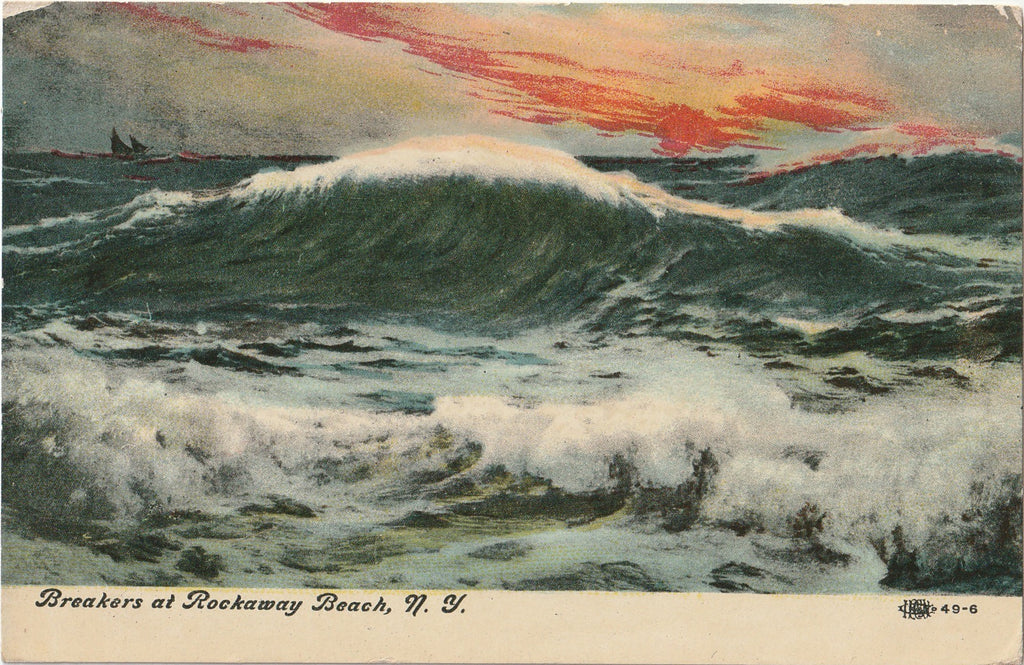 Breakers at Rockaway Beach, NY - Postcard, c. 1910s