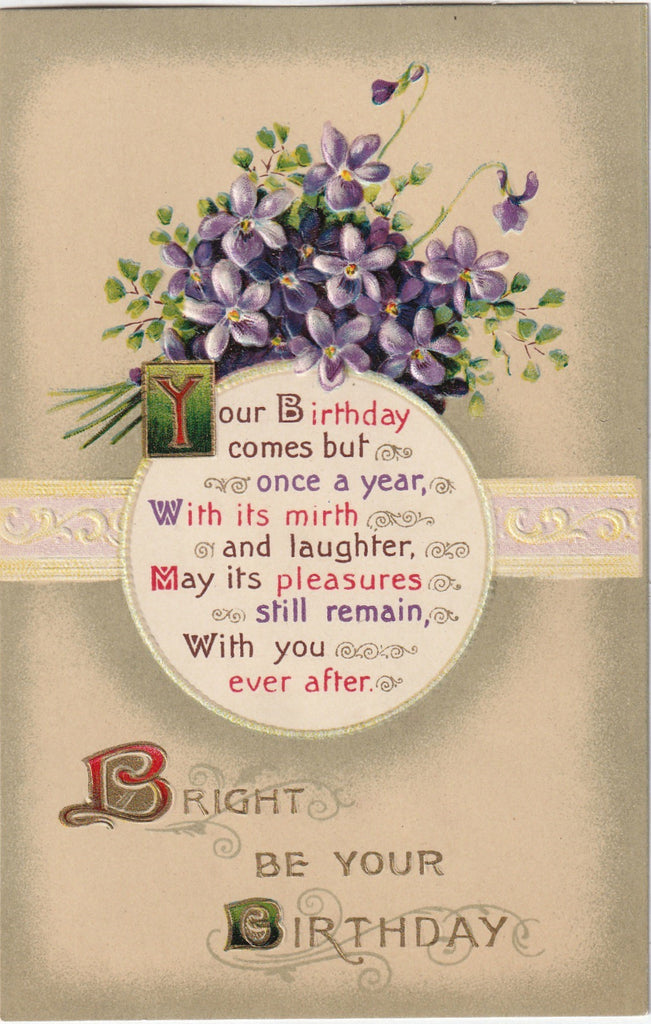 Bright Be Your Birthday - Postcard, c. 1900s