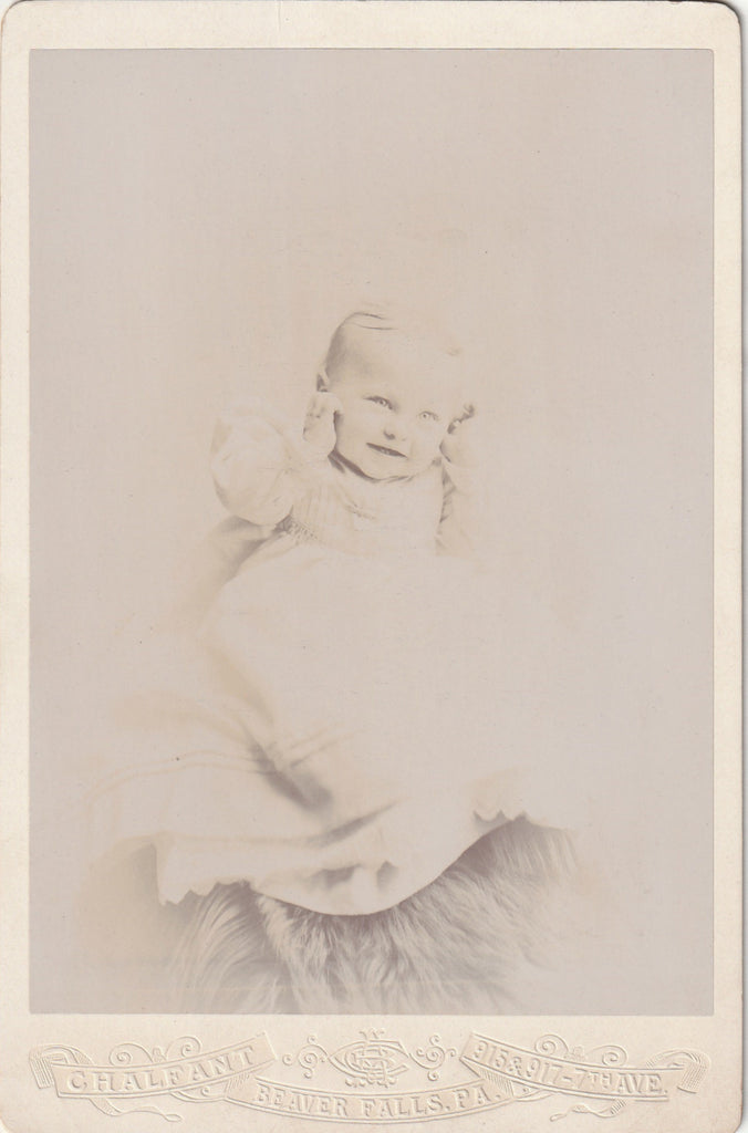Bright Eyed Victorian Babies - Beaver Falls, PA - SET of 2 - Cabinet Photos, c. 1800s