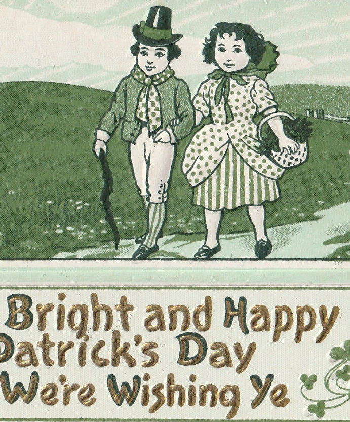 Bright St. Patrick's Day We We're Wishing Ye Antique Postcard Close Up 3