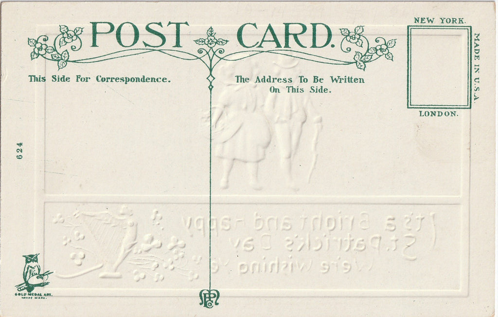 Bright St. Patrick's Day We We're Wishing Ye Antique Postcard Back