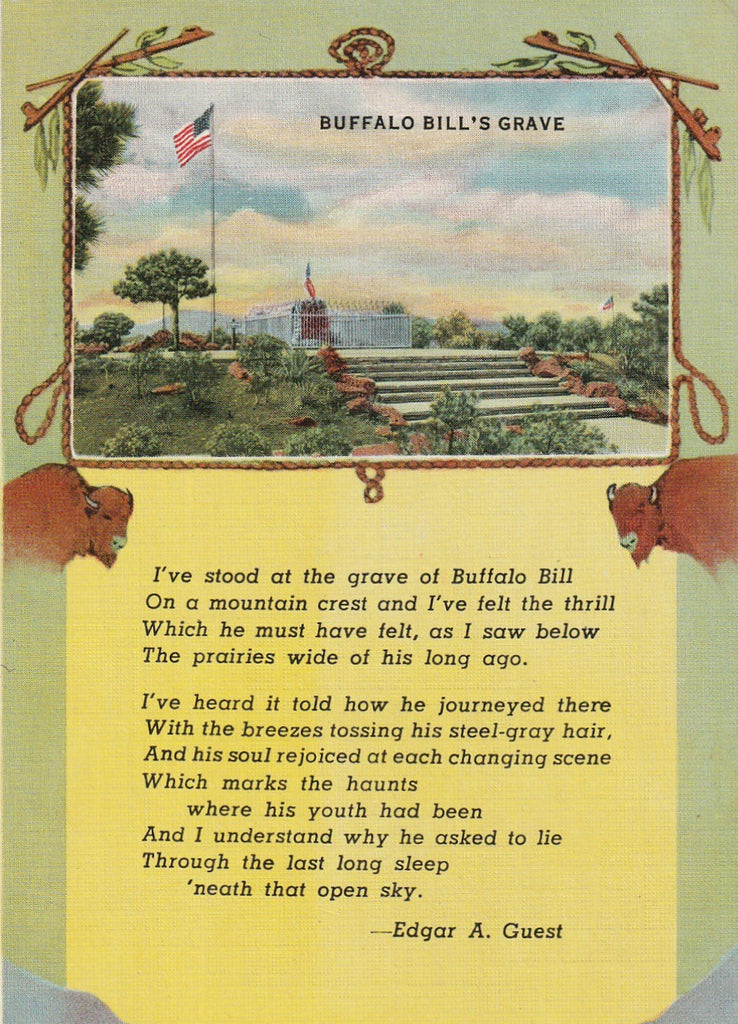 Buffalo Bill's Grave Vintage Postcard Close Up