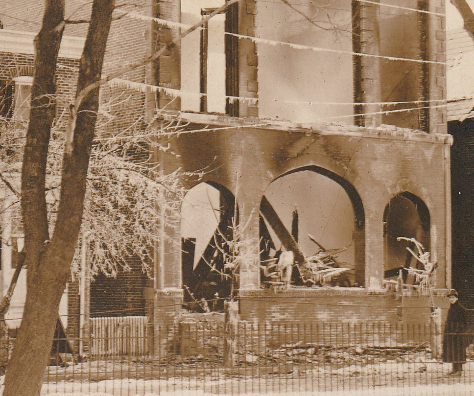 Burned Out Shell of a Building - Fire Disaster - RPPC, c. 1910s Close Up