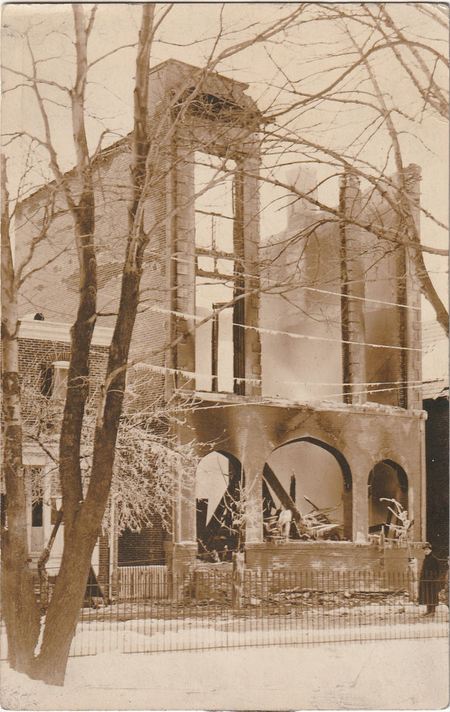 Burned Out Shell of a Building - Fire Disaster - RPPC, c. 1910s