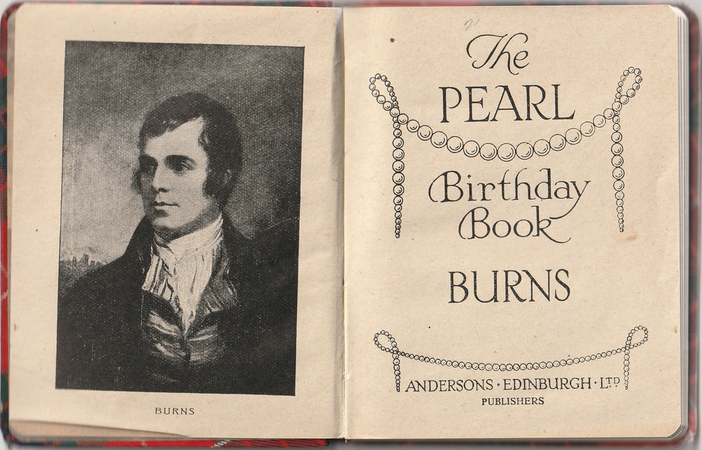 Robert Burns Birthday Book 1920s Antique Inside