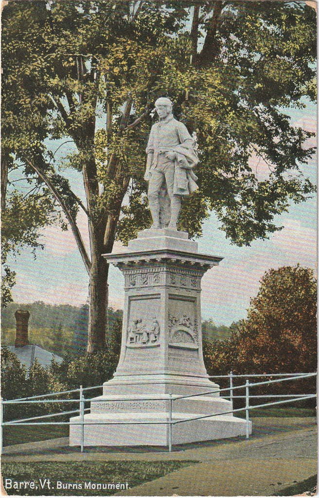 Robert Burns Monument Barre Vermont Postcard