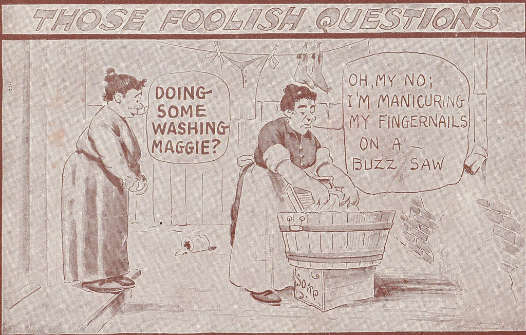 Buzz Saw Manicure Laundry Day Antique Postcard Close Up