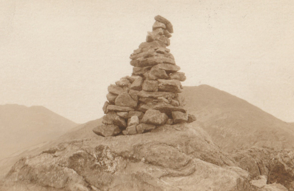 Cairn on Summit of Mt. Madison Antique Photo RPPC Close Up