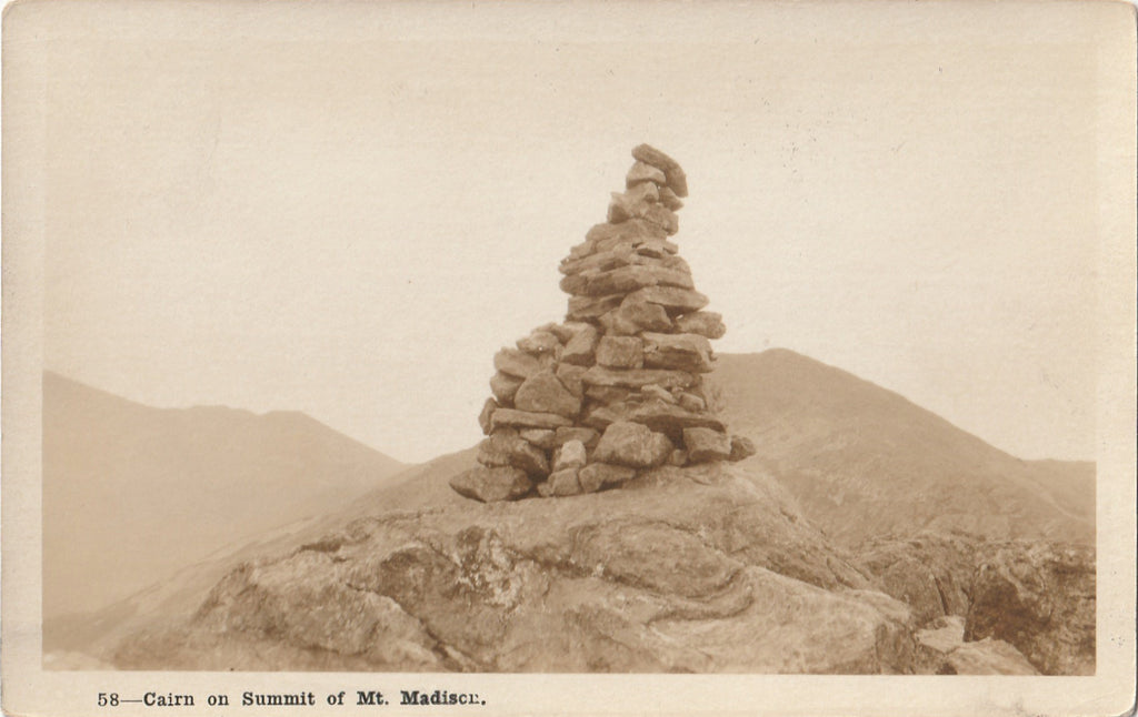 Cairn on Summit of Mt. Madison Antique Photo RPPC 