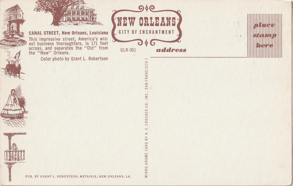 Canal Street - New Orleans, LA - Mirro Krome - Postcard, c. 1950s Back