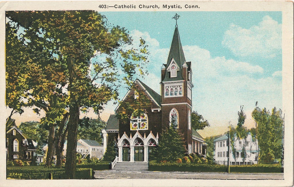 Catholic Church Mystic Connecticut Postcard