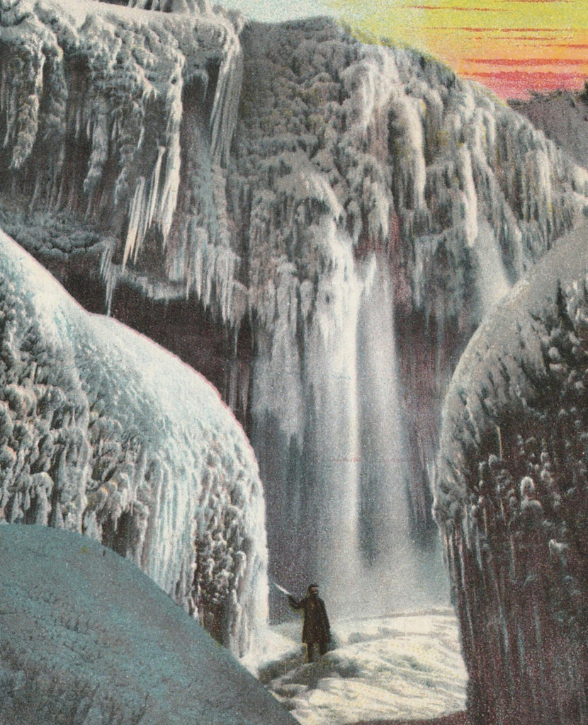 Cave Of The Winds Niagara In Winter Antique Postcard Close Up