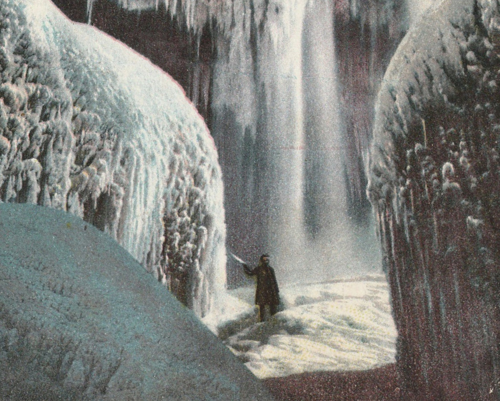 Cave Of The Winds Niagara In Winter Antique Postcard Close Up