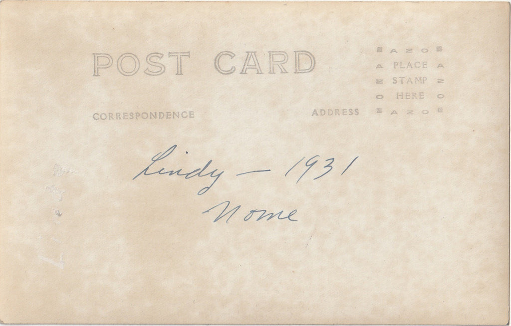 Charles Lindbergh - Nome, Alaska - Lomen Bros. - RPPC, c. 1931 Back