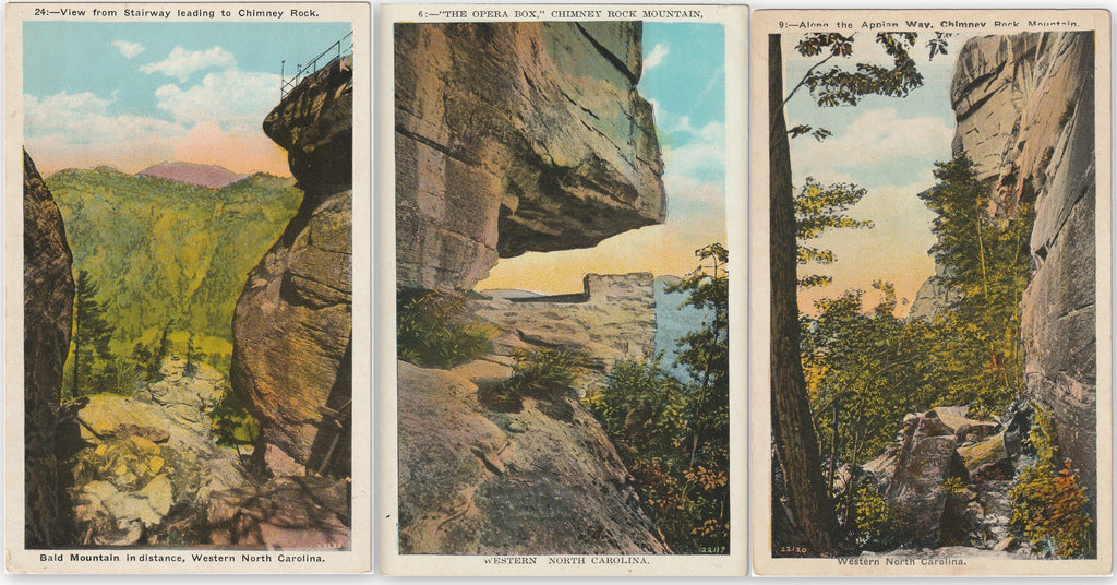 Chimney Rock State Park North Carolina SET of 3 Postcards