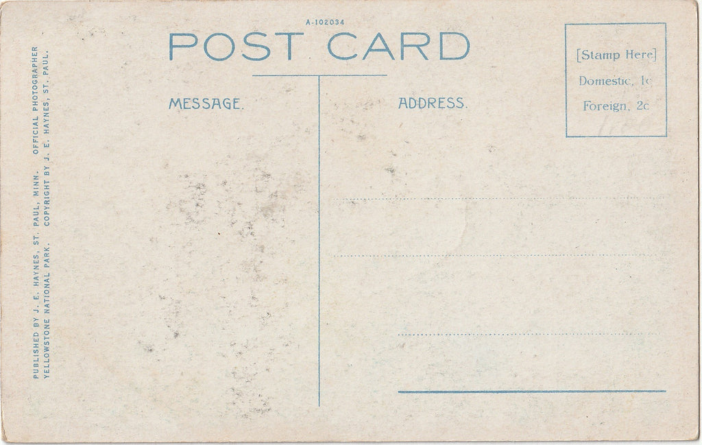 Chimney Rock on Cody Road - Cody, WY - Postcard, c.1920s Back