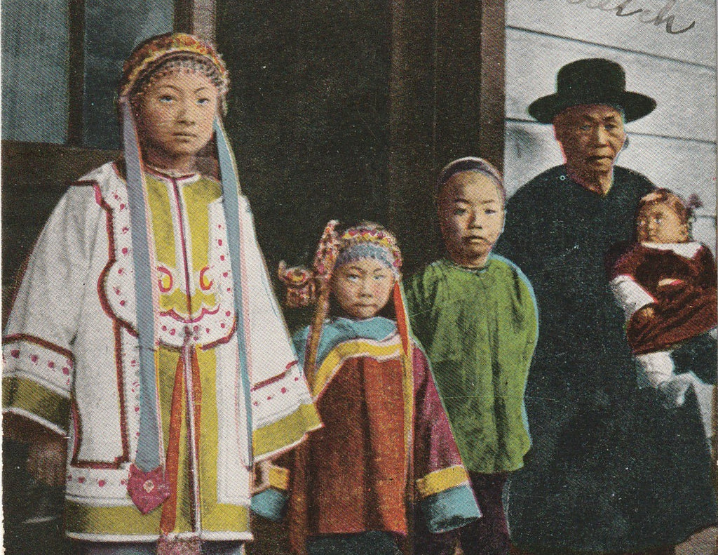 Chinese Family Chinatown San Francisco California Antique Postcard Close Up 3