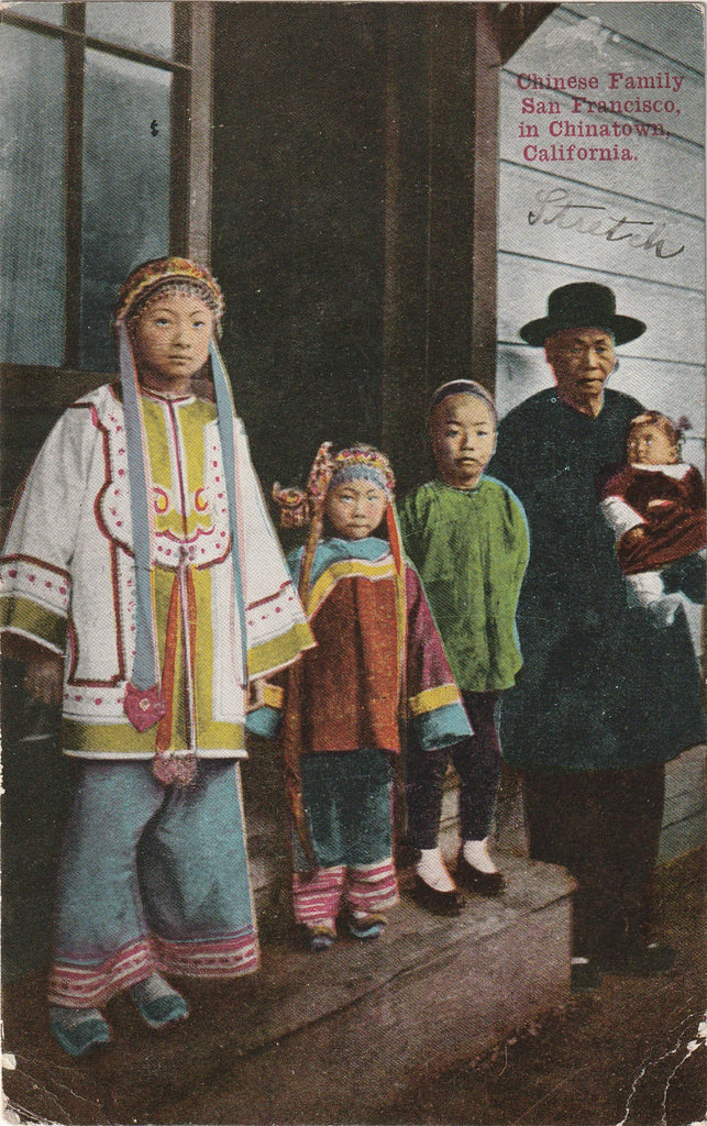 Chinese Family Chinatown San Francisco California Antique Postcard