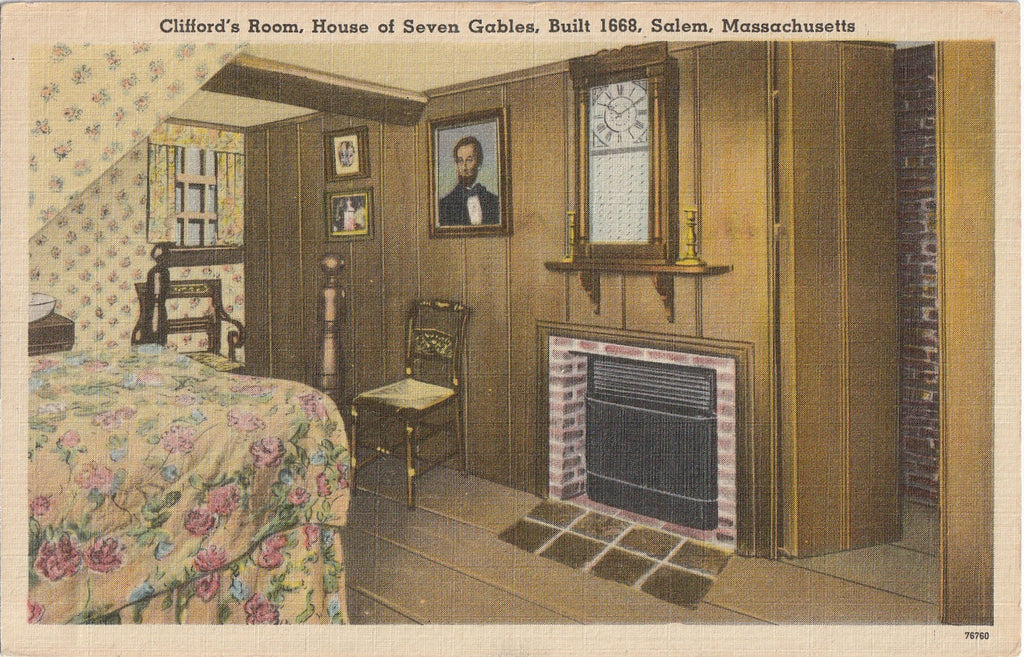 Clifford's Room House of Seven Gables Salem MA Vintage Postcard
