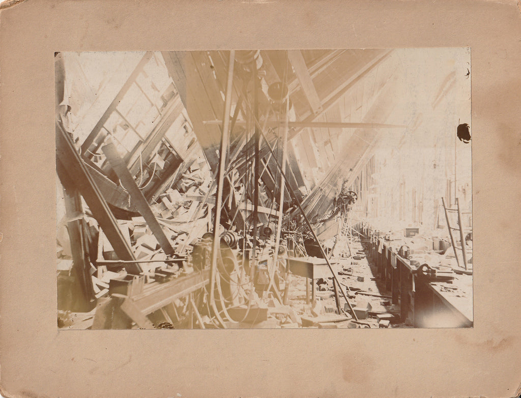 Clinton Lock Company Disaster - Partially Collapsed Building - Clinton, IA - SET of 2 - Cabinet Photos, c. 1900 2 of 2