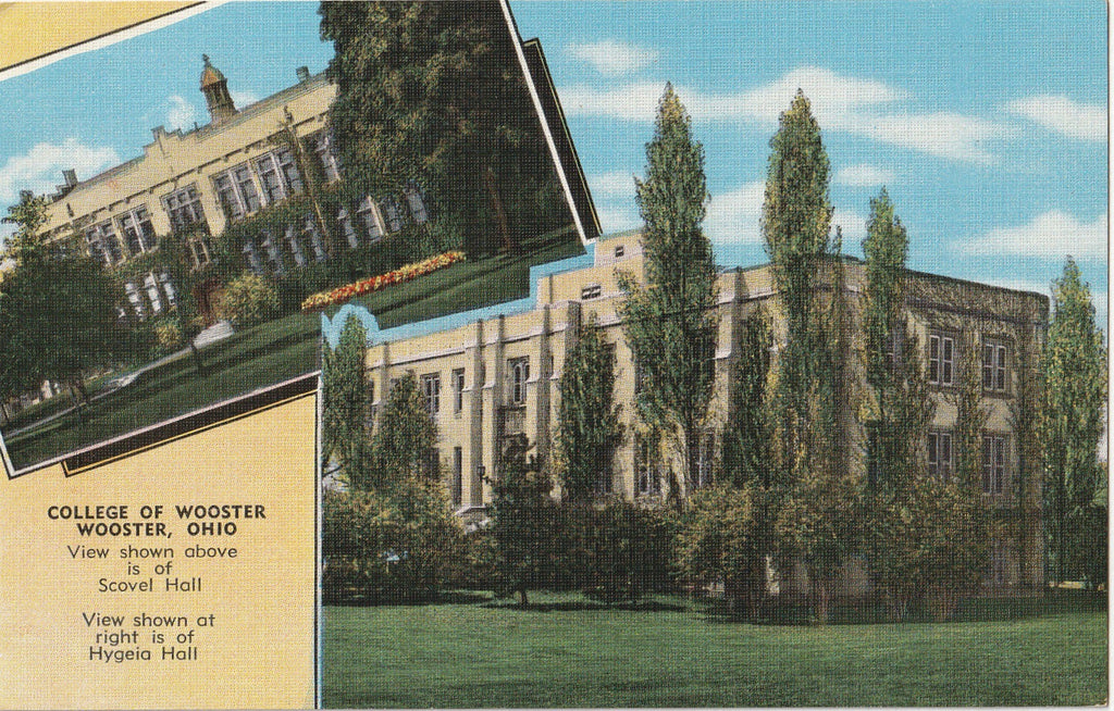 College of Wooster, Ohio - SET of 3 - E. C. Kropp - Postcards, c. 1930s 1 of 3