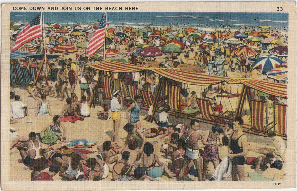 Come Down and Join Us in the Beach in Wildwood, N.J. - Postcard, c. 1940s