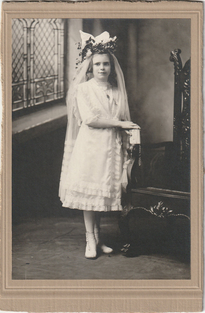 Confirmation Girl with Bobbed Hair - Cabinet Photo, c. 1920s