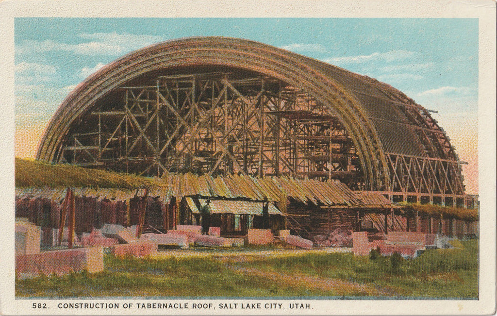 Construction of Tabernacle Roof Vintage Postcard