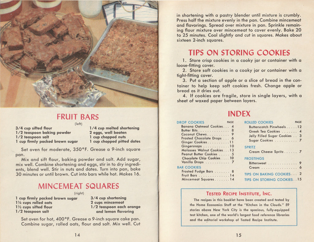 Cooky Jar Favorites - Tested Recipes Institute - General Motors Information Rack Service - Booklet, c. 1960 Pg. 14-15