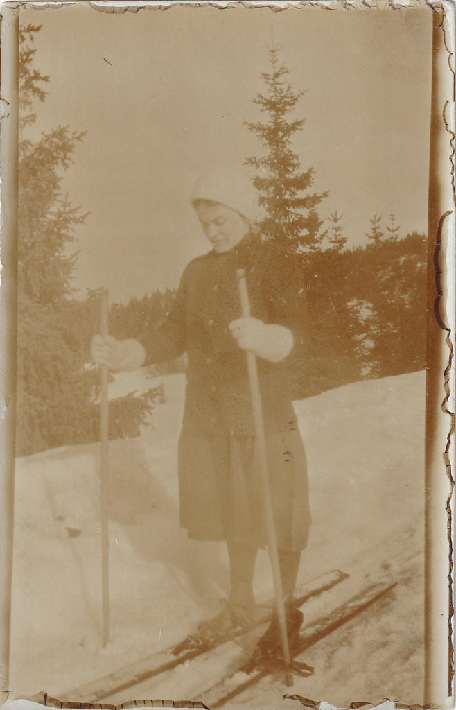 Cross Country Skier - Woman on Skis - Snapshot, c. 1900s